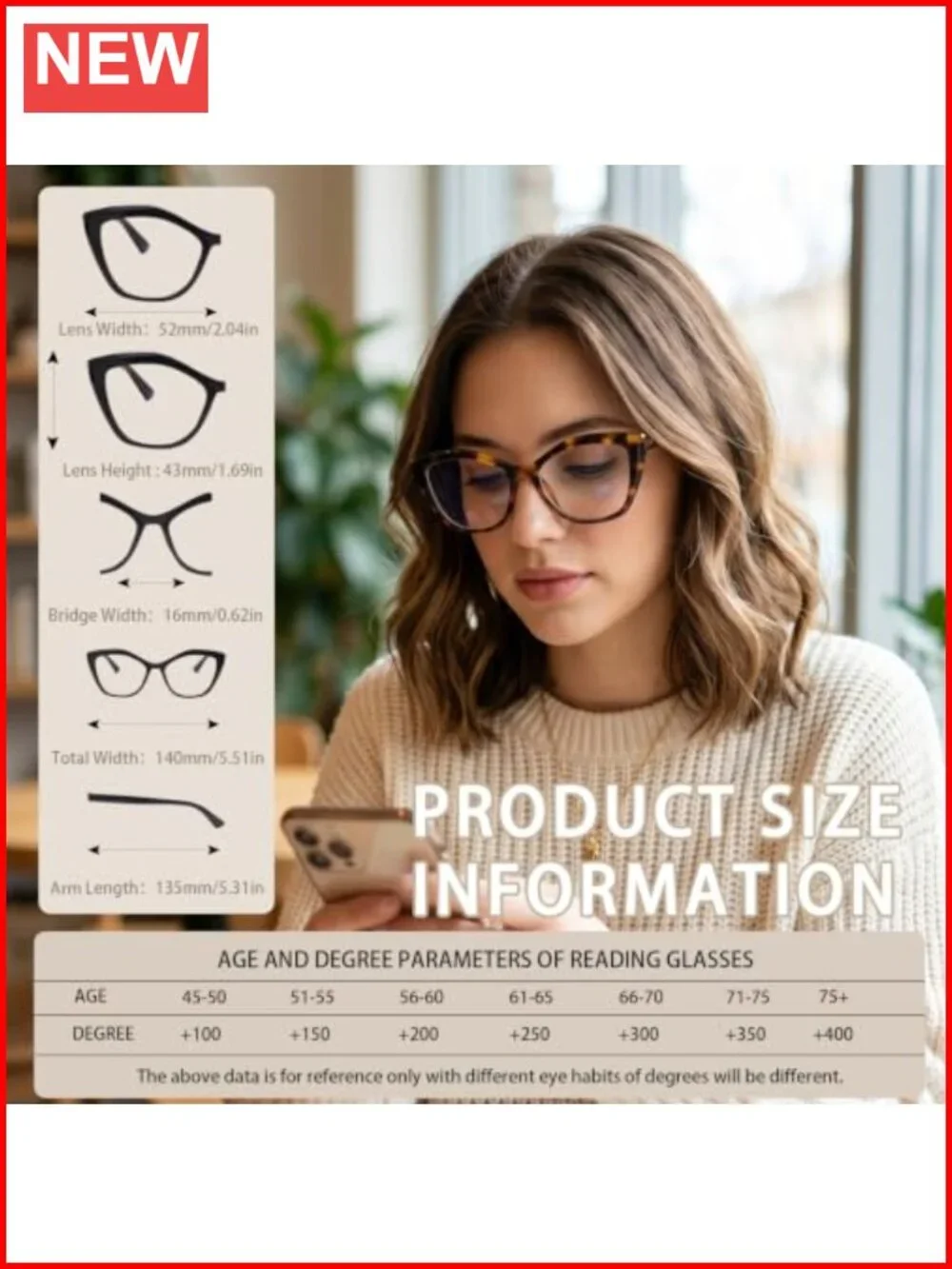 Progressive Reading Glasses for Women, Oversized Geometric Readers, Blue Light